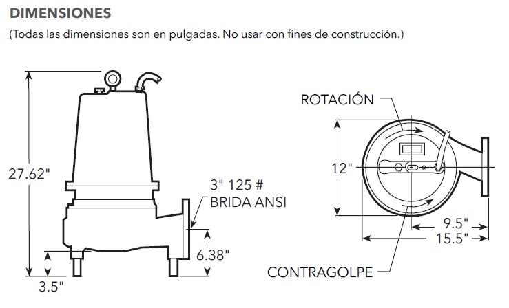 GOULDS 3888D3 DIMENSIONES ECF