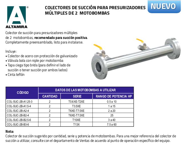 CABEZAL DE SUCCIÓN DUPLEX