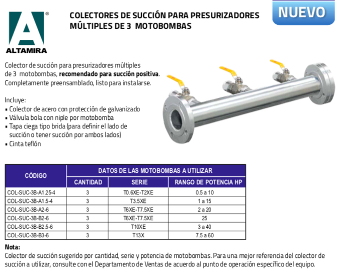 CABEZAL DE SUCCIÓN TRIPLEX