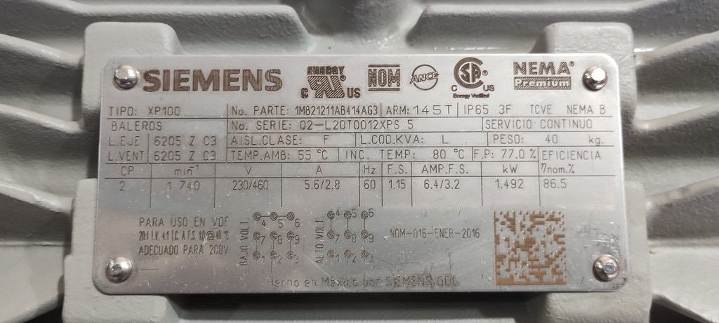 ABB SIEMENS XP100 2 HP 4 POLOS